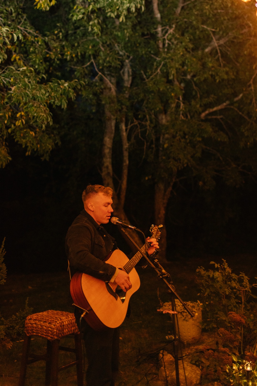Shawn Chasten performing an evening acoustic set